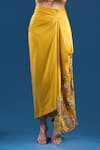 Anamika Khanna Yellow Embroidery, Sequins, Zari Off-shoulder, Bandeau Kurta Draped Skirt Set at Aza Fashions Anamika Khanna_Yellow Embroidery, Sequins, Zari Off-shoulder, Bandeau Kurta Draped Skirt Set _at_Aza_Fashions
