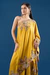 Buy Anamika Khanna Yellow Embroidery, Sequins, Zari Off-shoulder, Bandeau Kurta Draped Skirt Set Buy_Anamika Khanna_Yellow Embroidery, Sequins, Zari Off-shoulder, Bandeau Kurta Draped Skirt Set