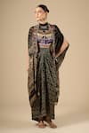 Buy Aseem Kapoor Black Sequins, Embroidery Open Surmai Mogra Printed Cape And Draped Skirt Set at Aza Fashions Buy_Aseem Kapoor_Black Sequins, Embroidery Open Surmai Mogra Printed Cape And Draped Skirt Set _at_Aza_Fashions