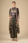 Buy Aseem Kapoor Black Sequins, Embroidery Open Surmai Mogra Printed Cape And Draped Skirt Set Online at Aza Fashions Buy_Aseem Kapoor_Black Sequins, Embroidery Open Surmai Mogra Printed Cape And Draped Skirt Set _Online_at_Aza_Fashions