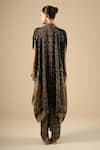 Shop Aseem Kapoor Black Sequins, Embroidery Open Surmai Mogra Printed Cape And Draped Skirt Set at Aza Fashions Shop_Aseem Kapoor_Black Sequins, Embroidery Open Surmai Mogra Printed Cape And Draped Skirt Set _at_Aza_Fashions