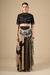 Aseem Kapoor Black Studs High Neck Surmai Mogra Areej Blouse And Printed Skirt Set Online at Aza Fashions Aseem Kapoor_Black Studs High Neck Surmai Mogra Areej Blouse And Printed Skirt Set _Online_at_Aza_Fashions