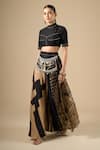 Buy Aseem Kapoor Black Studs High Neck Surmai Mogra Areej Blouse And Printed Skirt Set Online at Aza Fashions Buy_Aseem Kapoor_Black Studs High Neck Surmai Mogra Areej Blouse And Printed Skirt Set _Online_at_Aza_Fashions