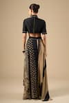 Shop Aseem Kapoor Black Studs High Neck Surmai Mogra Areej Blouse And Printed Skirt Set at Aza Fashions Shop_Aseem Kapoor_Black Studs High Neck Surmai Mogra Areej Blouse And Printed Skirt Set _at_Aza_Fashions