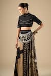 Shop Aseem Kapoor Black Studs High Neck Surmai Mogra Areej Blouse And Printed Skirt Set Online at Aza Fashions Shop_Aseem Kapoor_Black Studs High Neck Surmai Mogra Areej Blouse And Printed Skirt Set _Online_at_Aza_Fashions
