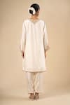 Shop_Sheetal Batra_White Embroidery, Zari Round Neck Kurta And Pant Set _at_Aza_Fashions