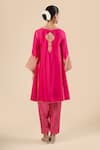 Shop_Sheetal Batra_Fuchsia Embroidery, Gota Patti V-neck Thread Kurta And Pant Set _at_Aza_Fashions