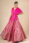 Buy_Rajdeep Ranawat_Fuchsia Silk, Brocade Diksha Leela Banarasi Lehenga Set With Knotted Top _Online_at_Aza_Fashions