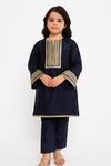 Buy_Tiny Pants_Navy Satin, Zari, Embroidery Kurta And Pyjama Set _at_Aza_Fashions