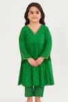 Buy_Tiny Pants_Green Cotton, Silk Embroidery Anarkali With Pant _at_Aza_Fashions