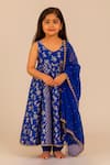 Buy_Tiny Pants_Blue Chanderi Cotton Embroidery, Sequins Anarkali With Dupatta _at_Aza_Fashions