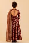 Shop_Tiny Pants_Maroon Chanderi Cotton Foil Printing, Gota Patti Printed Anarkali With Dupatta _at_Aza_Fashions