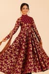 Buy_Tiny Pants_Maroon Chanderi Cotton Foil Printing, Gota Patti Printed Anarkali With Dupatta _Online_at_Aza_Fashions