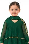 Tiny Pants_Emerald Green Chanderi Cotton, Georgette Zari Embroidered Anarkali Set _Online_at_Aza_Fashions