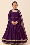 Buy_Tiny Pants_Purple Chanderi Cotton Zari, Sequins Embroidered Anarkali With Dupatta _at_Aza_Fashions