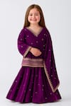 Buy_Tiny Pants_Purple Velvet Zari, Stones, Sequins, Embroidery Lehenga Set _at_Aza_Fashions