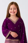 Shop_Tiny Pants_Purple Velvet Zari, Stones, Sequins, Embroidery Lehenga Set _Online_at_Aza_Fashions