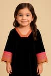 Buy_Tiny Pants_Black Velvet Embroidery, Pom-poms Kurta And Pant Set _Online_at_Aza_Fashions