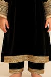 Tiny Pants_Black Velvet Lace, Embroidery Kurta And Pant Set _Online_at_Aza_Fashions