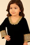 Buy_Tiny Pants_Black Velvet Lace, Embroidery Kurta And Pant Set _Online_at_Aza_Fashions