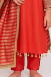 Buy_Tiny Pants_Orange Cotton Embroidery, Tassels, Zari Coral Kurta Set _Online_at_Aza_Fashions