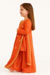 Tiny Pants_Orange Cotton Embroidery, Zari Kurta Palazzo Set _Online_at_Aza_Fashions
