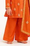Buy_Tiny Pants_Orange Cotton Embroidery, Zari Kurta Palazzo Set _Online_at_Aza_Fashions