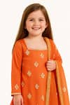 Shop_Tiny Pants_Orange Cotton Embroidery, Zari Kurta Palazzo Set _Online_at_Aza_Fashions