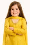 Buy_Tiny Pants_Mustard Cotton Sequins, Lace Yellow Embroidered Kurta Set _Online_at_Aza_Fashions
