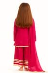 Shop_Tiny Pants_Pink Georgette Gota Patti, Embroidery Hot Kurta Sharara Set _at_Aza_Fashions