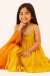 Tiny Pants_Mustard Georgette Embroidery Tiered Kurta Set _Online_at_Aza_Fashions