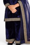 Shop_Tiny Pants_Navy Velvet Lace, Sequins, Embroidery Kurta Set _Online_at_Aza_Fashions