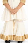 Tiny Pants_Off White Cotton Embroidery Kurta With Sharara _Online_at_Aza_Fashions