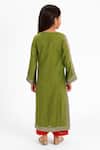 Shop_Tiny Pants_Olive Green Cotton Lace, Embroidery Kurta And Pant Set _at_Aza_Fashions