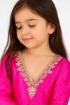 Tiny Pants Fuchsia Cotton Satin Embroidery Anarkali Online at Aza Fashions Tiny Pants_Fuchsia Cotton Satin Embroidery Anarkali _Online_at_Aza_Fashions