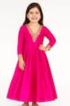 Buy Tiny Pants Fuchsia Cotton Satin Embroidery Anarkali at Aza Fashions Buy_Tiny Pants_Fuchsia Cotton Satin Embroidery Anarkali _at_Aza_Fashions