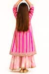 Shop Tiny Pants Pink Cotton Satin, Net Zari, Embroidery, Foil Stripe Pattern Kurta And Lehenga Set at Aza Fashions Shop_Tiny Pants_Pink Cotton Satin, Net Zari, Embroidery, Foil Stripe Pattern Kurta And Lehenga Set _at_Aza_Fashions