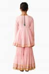 Shop Tiny Pants Pink Chanderi Embroidery, Sequins, Foil Printing Kurta Sharara Set at Aza Fashions Shop_Tiny Pants_Pink Chanderi Embroidery, Sequins, Foil Printing Kurta Sharara Set _at_Aza_Fashions