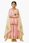 Buy Tiny Pants Pink Chanderi Embroidery, Sequins, Foil Printing Kurta Sharara Set at Aza Fashions Buy_Tiny Pants_Pink Chanderi Embroidery, Sequins, Foil Printing Kurta Sharara Set _at_Aza_Fashions