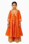Buy Tiny Pants Orange Chanderi Zari, Tassels, Embroidery Anarkali With Sharara at Aza Fashions Buy_Tiny Pants_Orange Chanderi Zari, Tassels, Embroidery Anarkali With Sharara _at_Aza_Fashions