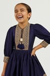 Tiny Pants Navy Georgette Embroidery, Tassels, Zari Brocade Kurta With Sharara Online at Aza Fashions Tiny Pants_Navy Georgette Embroidery, Tassels, Zari Brocade Kurta With Sharara _Online_at_Aza_Fashions