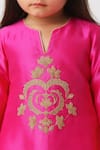 Tiny Pants_Pink Cotton Embroidery Kurta With Pant _Online_at_Aza_Fashions