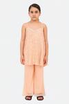 Buy Tiny Pants Peach Georgette Mirrors Printed Kurta And Palazzo Set at Aza Fashions Buy_Tiny Pants_Peach Georgette Mirrors Printed Kurta And Palazzo Set _at_Aza_Fashions