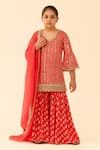 Buy Tiny Pants Red Georgette Mirrors, Gota Patti, Foil Printing Work Kurta Sharara Set at Aza Fashions Buy_Tiny Pants_Red Georgette Mirrors, Gota Patti, Foil Printing Work Kurta Sharara Set _at_Aza_Fashions