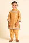 Buy Tiny Pants Mustard Chanderi Lace Woven Kurta Set at Aza Fashions Buy_Tiny Pants_Mustard Chanderi Lace Woven Kurta Set _at_Aza_Fashions