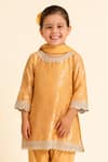 Tiny Pants Mustard Chanderi Lace Woven Kurta Set Online at Aza Fashions Tiny Pants_Mustard Chanderi Lace Woven Kurta Set _Online_at_Aza_Fashions