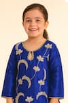 Tiny Pants Blue Cotton Embroidery, Zari Floral Kurta Sharara Set Online at Aza Fashions Tiny Pants_Blue Cotton Embroidery, Zari Floral Kurta Sharara Set _Online_at_Aza_Fashions