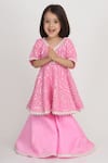 Shop Tiny Pants Pink Georgette Mirrors, Lace, Gota Patti Work Kurta With Sharara Online at Aza Fashions Shop_Tiny Pants_Pink Georgette Mirrors, Lace, Gota Patti Work Kurta With Sharara _Online_at_Aza_Fashions
