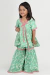 Buy Tiny Pants Green Georgette Foil Printing, Lace, Mirrors Peplum Kurta With Sharara at Aza Fashions Buy_Tiny Pants_Green Georgette Foil Printing, Lace, Mirrors Peplum Kurta With Sharara _at_Aza_Fashions