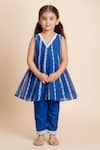 Buy Tiny Pants Blue Organza Embroidery Thread Kurta And Pant Set at Aza Fashions Buy_Tiny Pants_Blue Organza Embroidery Thread Kurta And Pant Set _at_Aza_Fashions
